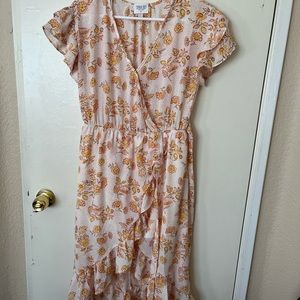 Peach and white floral dress